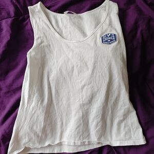 White Tank Top with Blue Logo